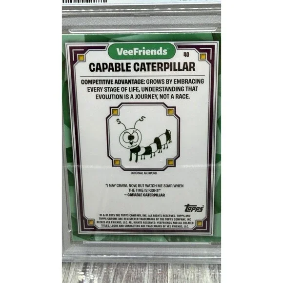 2025 Topps Chrome VeeFriends Capable Caterpillar Yellow Refractor #40 PSA Mint 9
